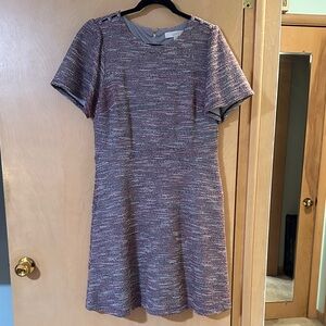LOFT Tweed Mini Dress in Purple and Gray
